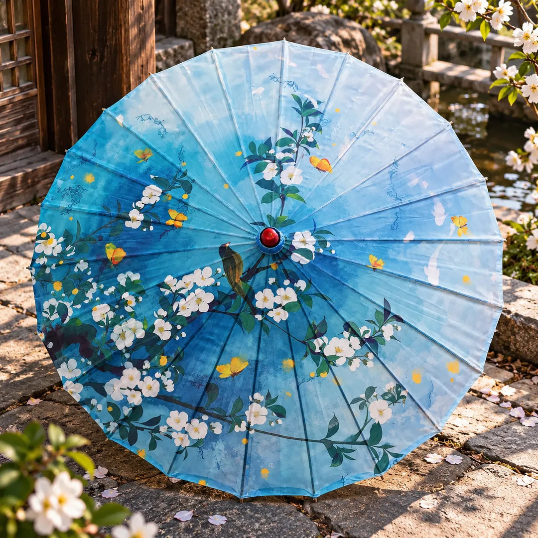 Ombrelle Japonaise Bleu Floral