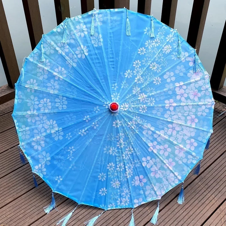 Ombrelle Japonaise Bleue à Franges