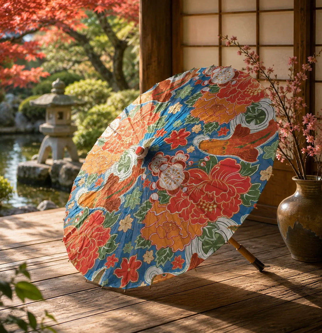 Ombrelle Japonaise Colorée Carpe Koi Unique