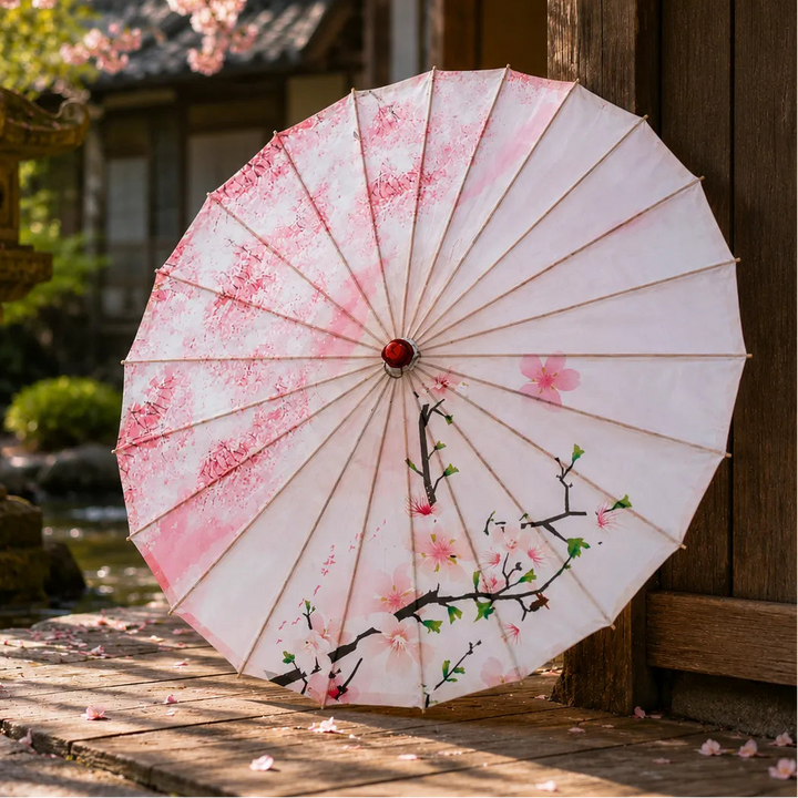 Ombrelle Japonaise Fleurs de Cerisier Roses