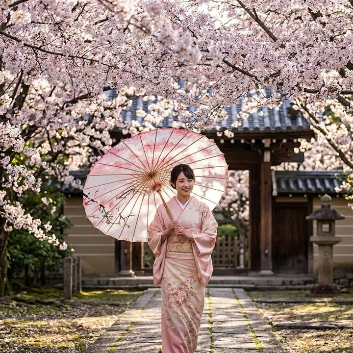 Ombrelle Japonaise Fleurs de Cerisier Roses Chic