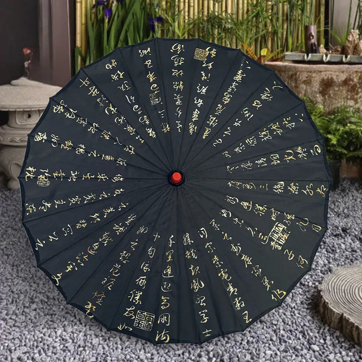 Ombrelle Japonaise Noire Calligraphie Unique
