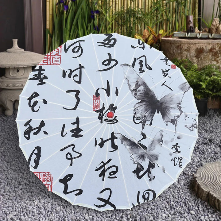 Ombrelle Japonaise Papillons Noir et Blanc