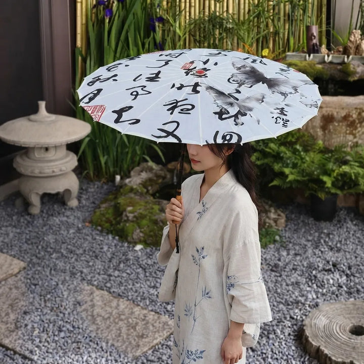 Ombrelle Japonaise Papillons Noir et Blanc Unique