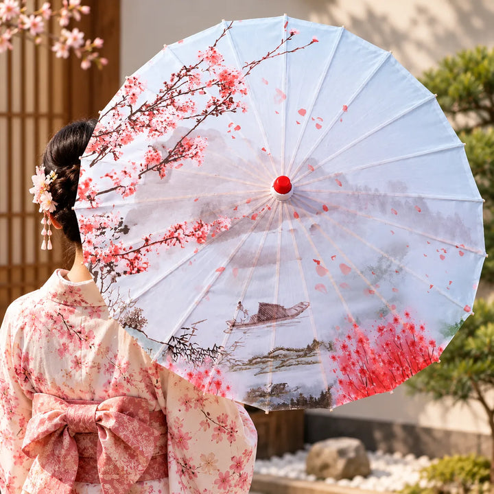 Ombrelle Japonaise Paysage Sakura Unique