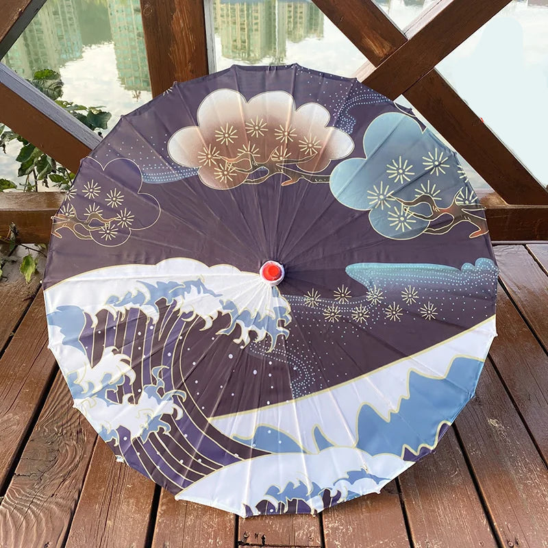 Ombrelle Japonaise Vague Kanagawa Bleu