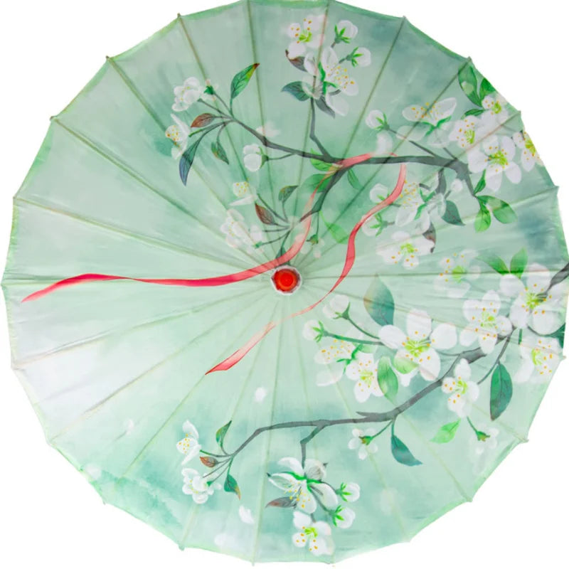 Ombrelle Japonaise Verte à Fleurs Chic