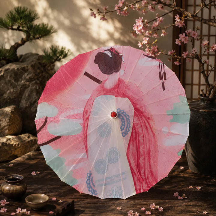 Ombrelle Rose Femme Japonaise