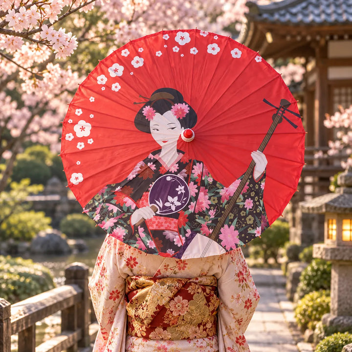 Ombrelle Rouge Geisha Belle