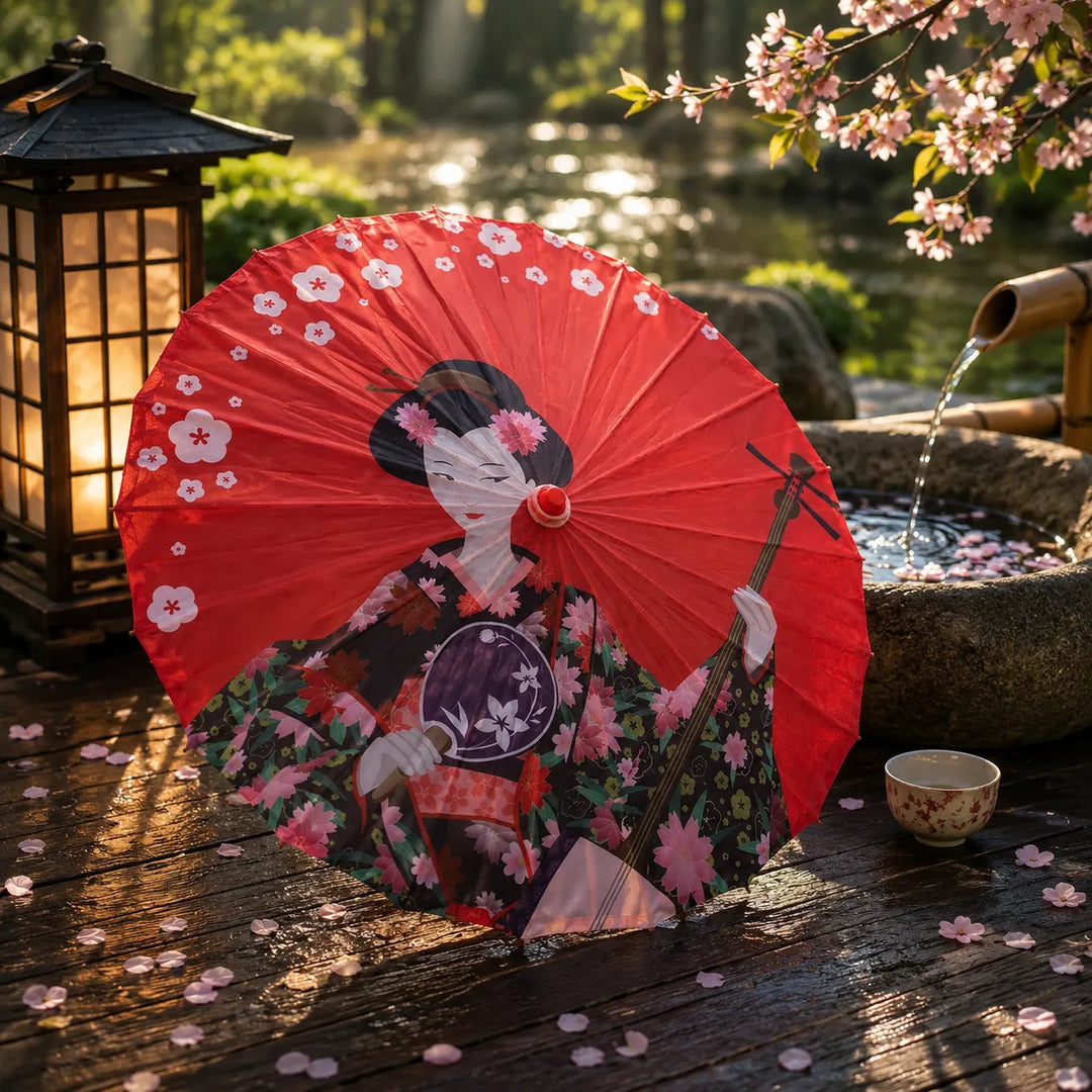 Ombrelle Rouge Geisha Chic