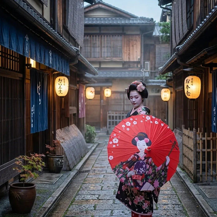 Ombrelle Rouge Geisha Unique
