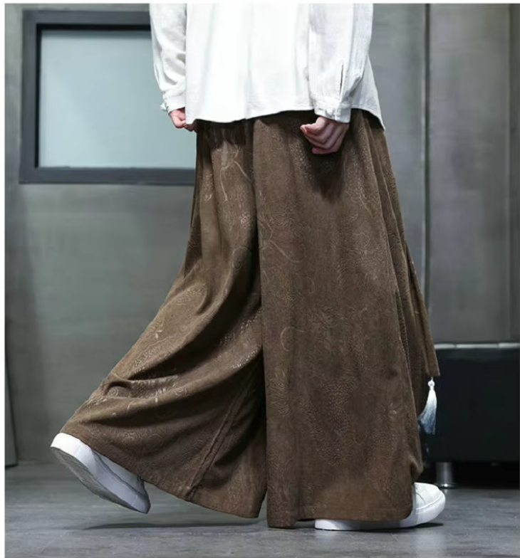 Pantalon Ample Japonais Jacquard stylé