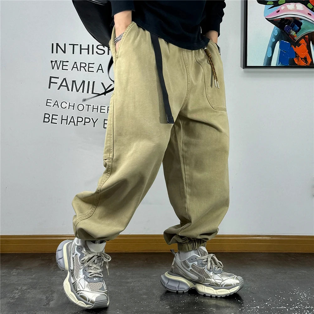 Pantalon Baggy Cargo Japonais Streetwear Beige