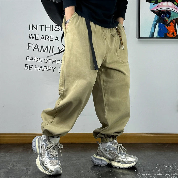 Pantalon Baggy Cargo Japonais Streetwear Beige