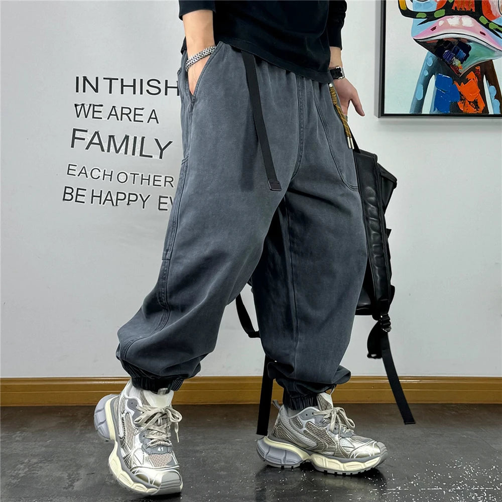 Pantalon Baggy Cargo Japonais Streetwear Gris