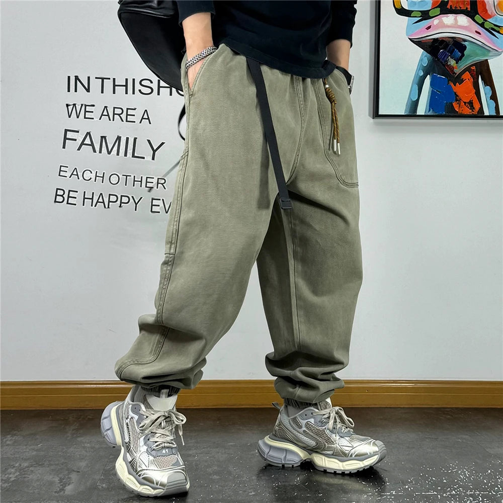 Pantalon Baggy Cargo Japonais Streetwear Vert