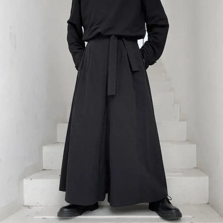 Pantalon Hakama Japonais Noir Ample