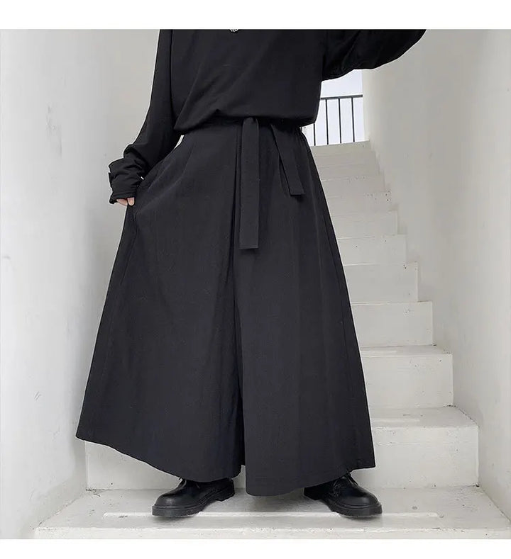 Pantalon Hakama Japonais Noir Ample