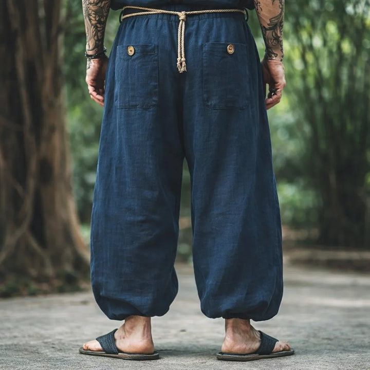 Pantalon Japonais Ample à Double Poches Chic