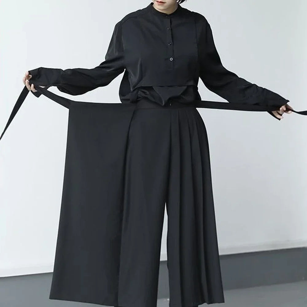 Pantalon Japonais Asymétrique Plissé