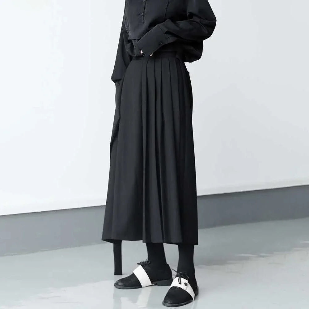 Pantalon Japonais Asymétrique Plissé Chic