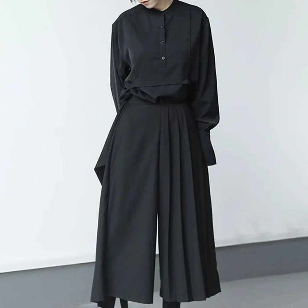 Pantalon Japonais Asymétrique Plissé Unique