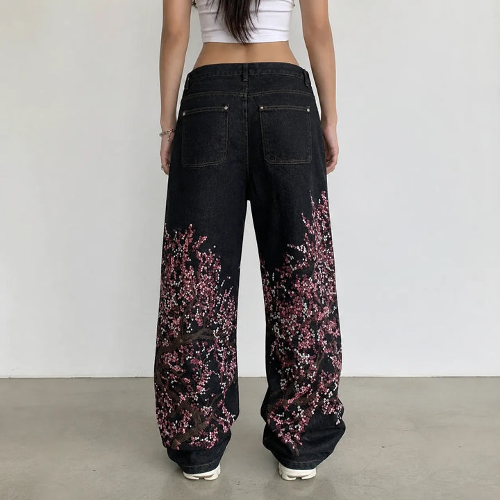 Pantalon Japonais Brodé Fleurs de Cerisier