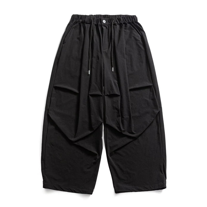 Pantalon Japonais Décontracté à Jambes Larges Noir