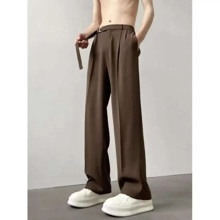Pantalon Japonais Droit Ceinturé Marron