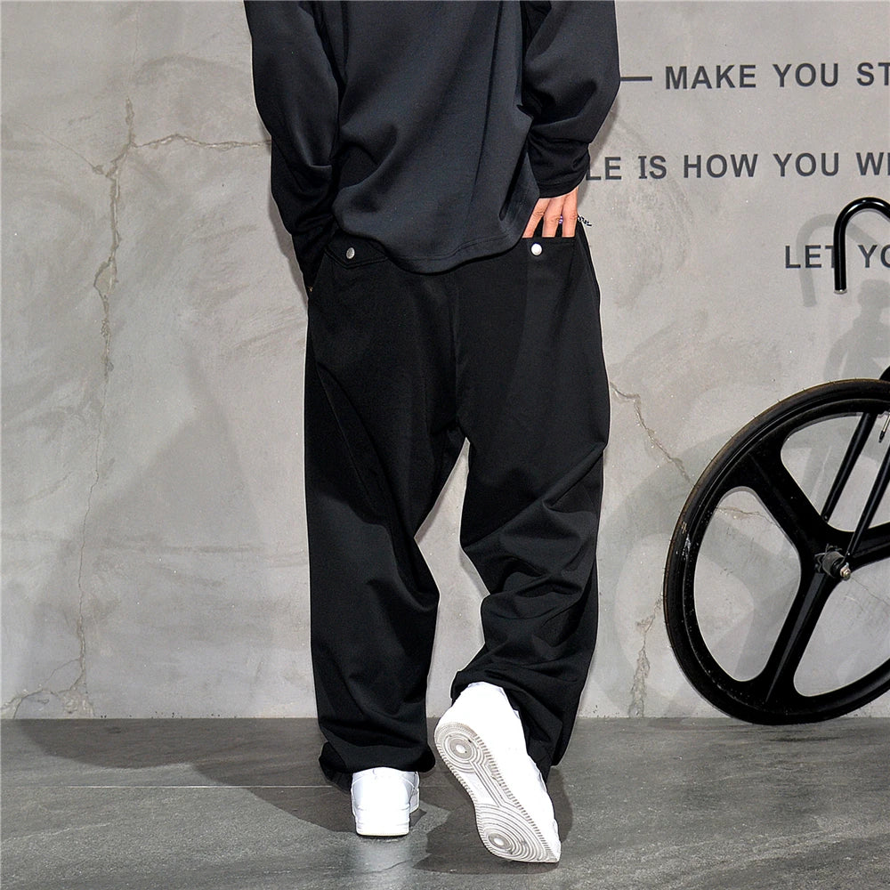 Pantalon Japonais Droit à Ceinture Noir