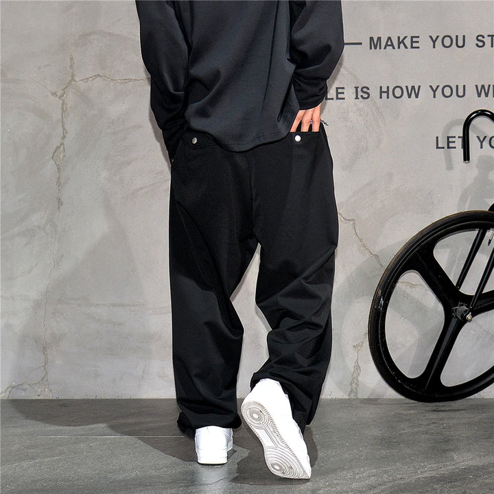 Pantalon Japonais Droit à Ceinture Noir
