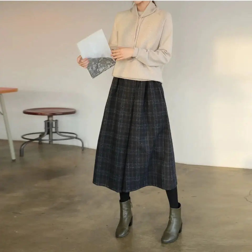 Pantalon Japonais Femme Large à Carreaux stylé