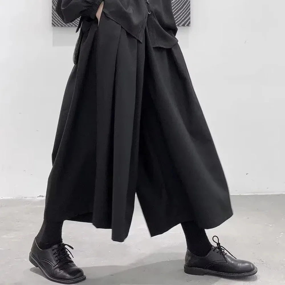 Pantalon Large Homme Style Gothique / Hakama - Coupe Bootcut, élastiqué, Poches - Taille Régulière - Neuf Sans étiquette