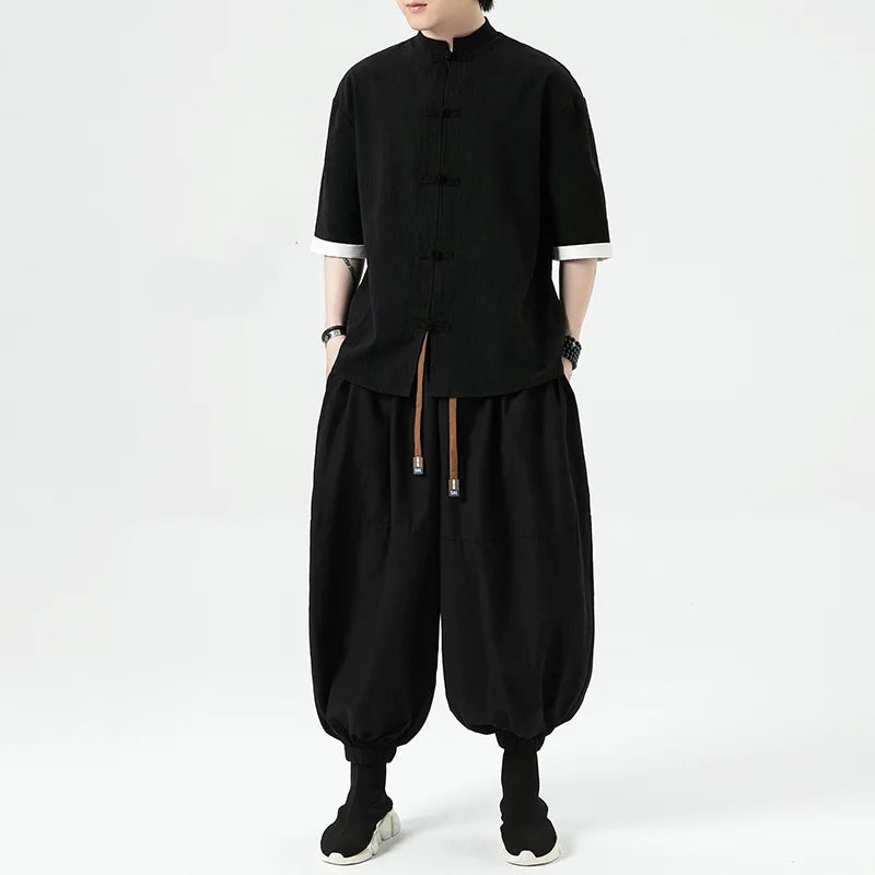 Pantalon Japonais à Jambes Large Confortable Chic