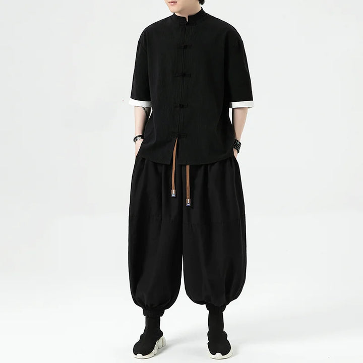 Pantalon Japonais à Jambes Large Confortable Chic