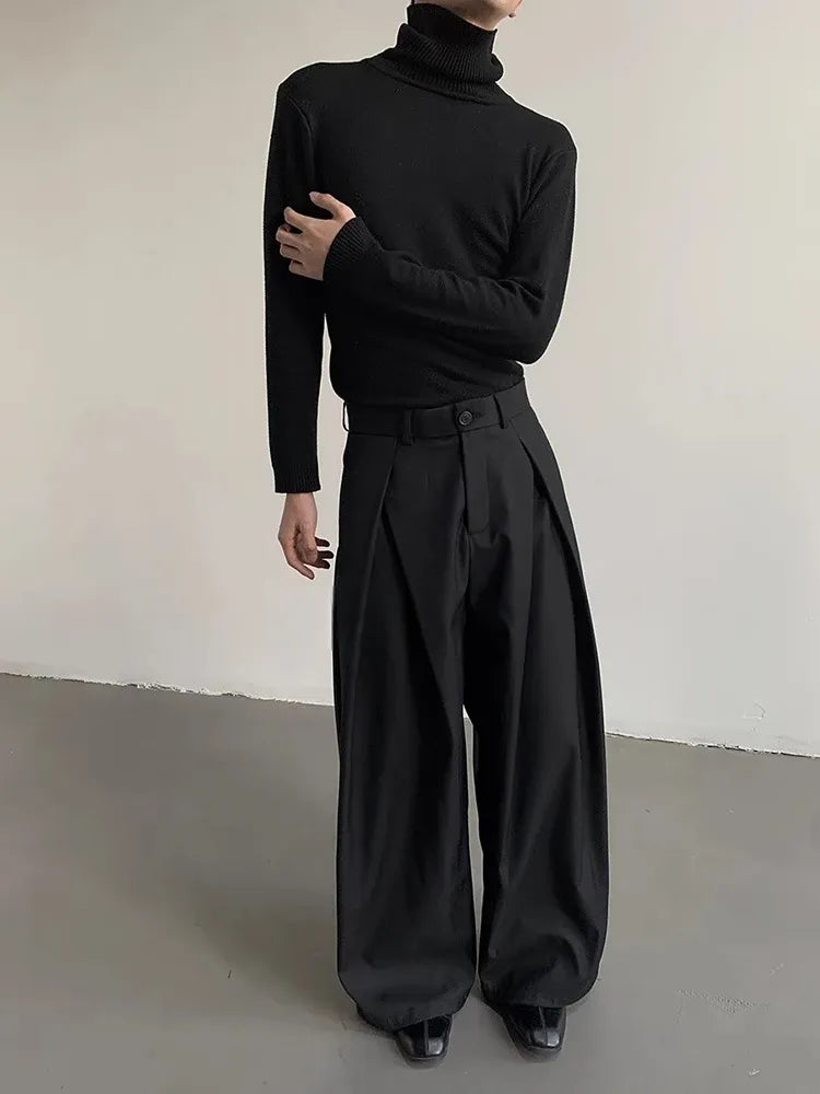 Pantalon Japonais à Jambes Larges à Plis Chic