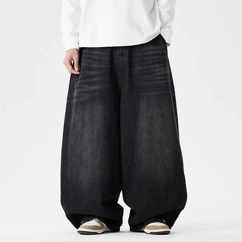 Pantalon Japonais Jean à Coupe Large Noir