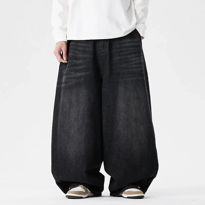 Pantalon Japonais Jean à Coupe Large Noir