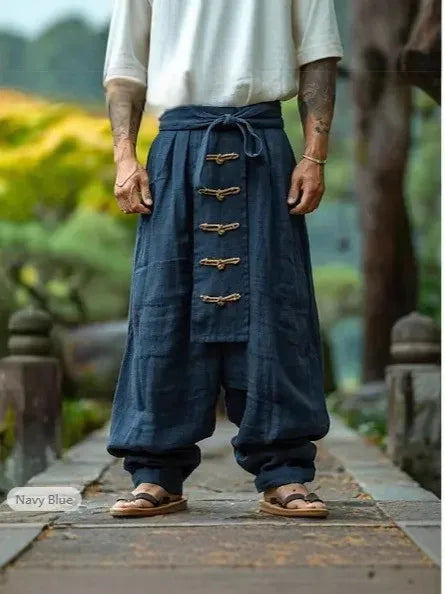 Pantalon Japonais Léger Décontracté Bleu
