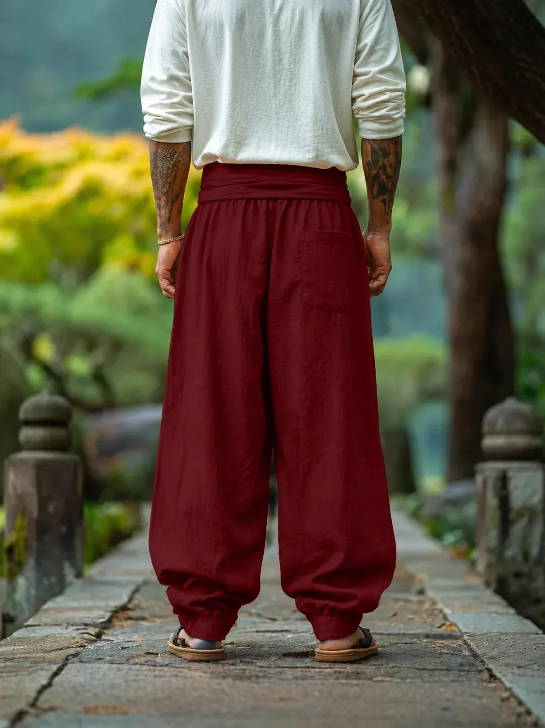 Pantalon Japonais Léger Décontracté Rouge