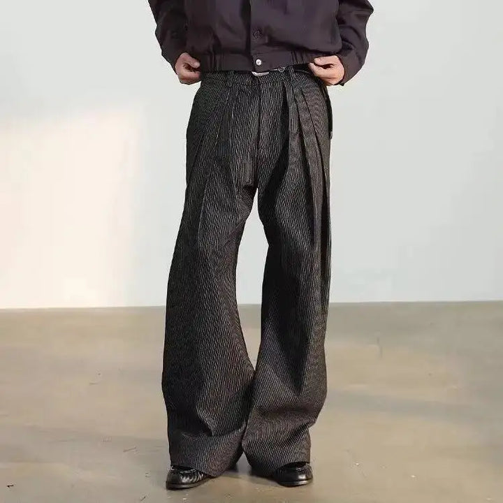 Pantalon Japonais Plissé à Rayures
