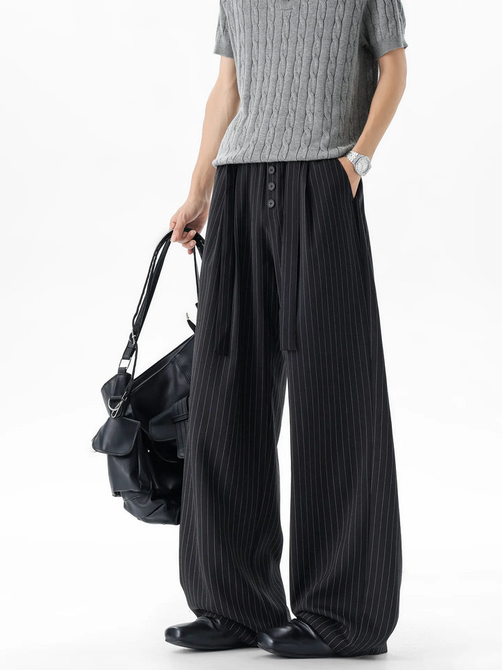 Pantalon Japonais à Rayures Noir