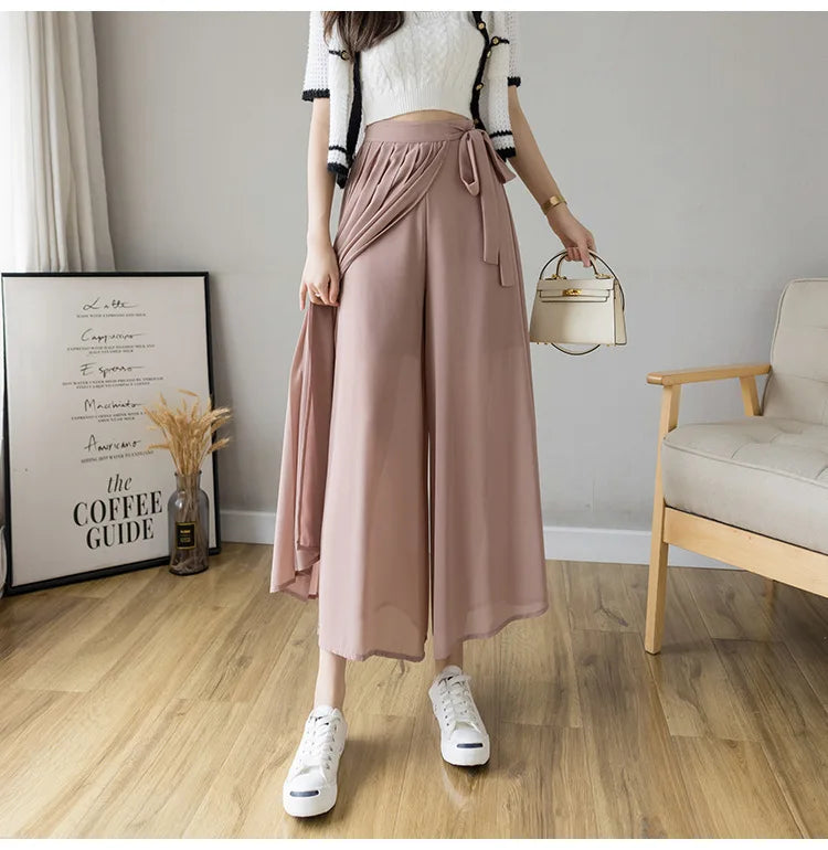 Pantalon Japonais Style Jupe Plissée rose