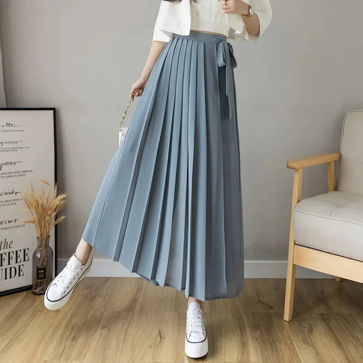 Pantalon Japonais Style Jupe Plissée bleu