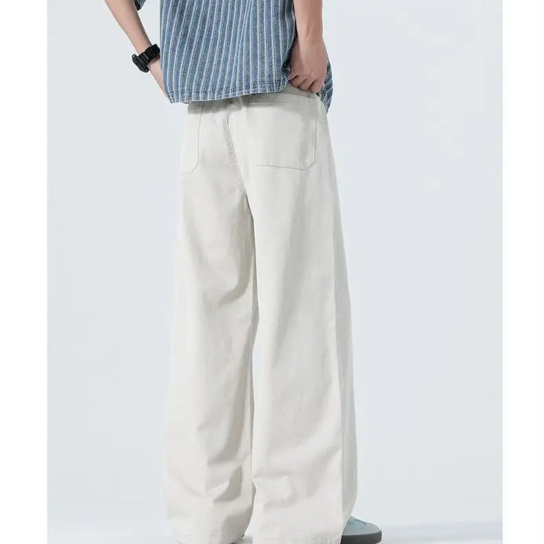 Pantalon Japonais en Coton Ample Blanc