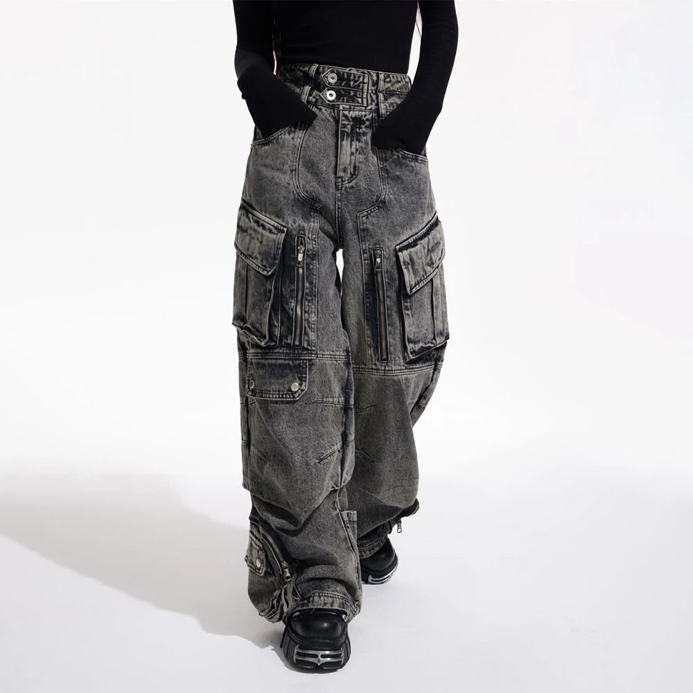 Pantalon Jean Cargo Japonais Femme à Poches lux