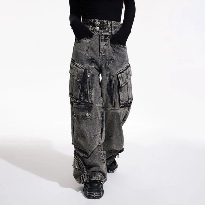 Pantalon Jean Cargo Japonais Femme à Poches lux