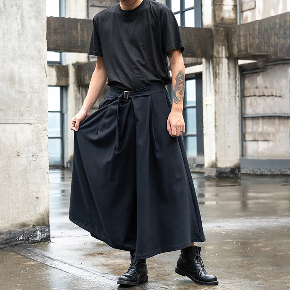 Pantalon Jupe Japonais Ceinturé Chic