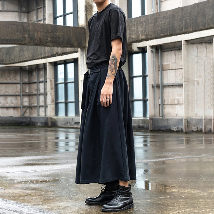 Pantalon Jupe Japonais Ceinturé Unique