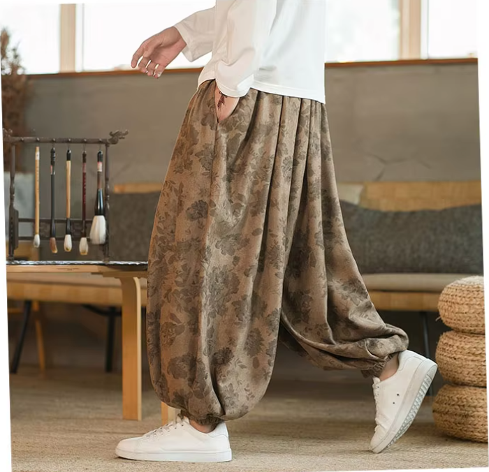 Pantalon Sarouel Japonais Fleuri élégant